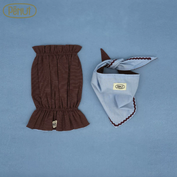 Pēnut Light Chocolate Ear Snood & Blue Bandana